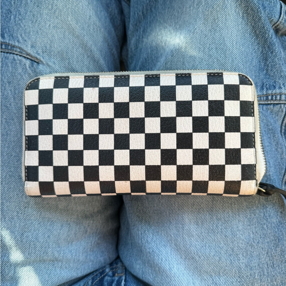 Clare v Checkered Black and White Wallet